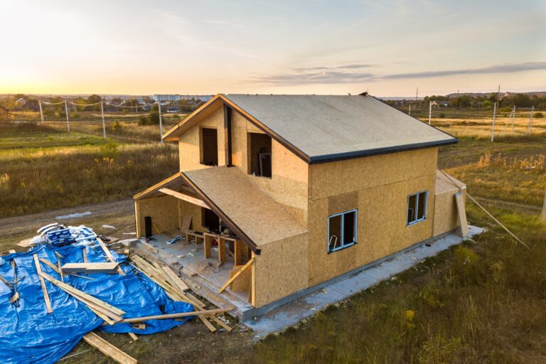 Construction of new and modern modular house.